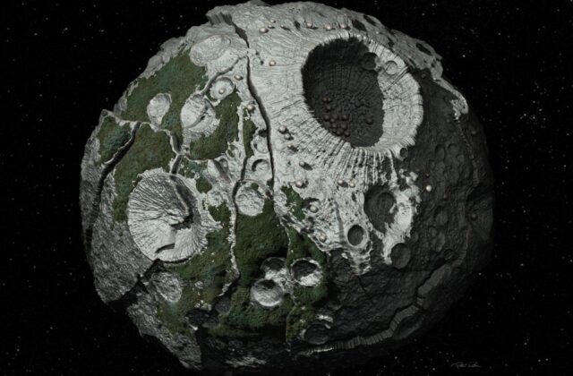 This artist's conception shows a close-up of the Psyche asteroid. Image Credit: Peter Rubin