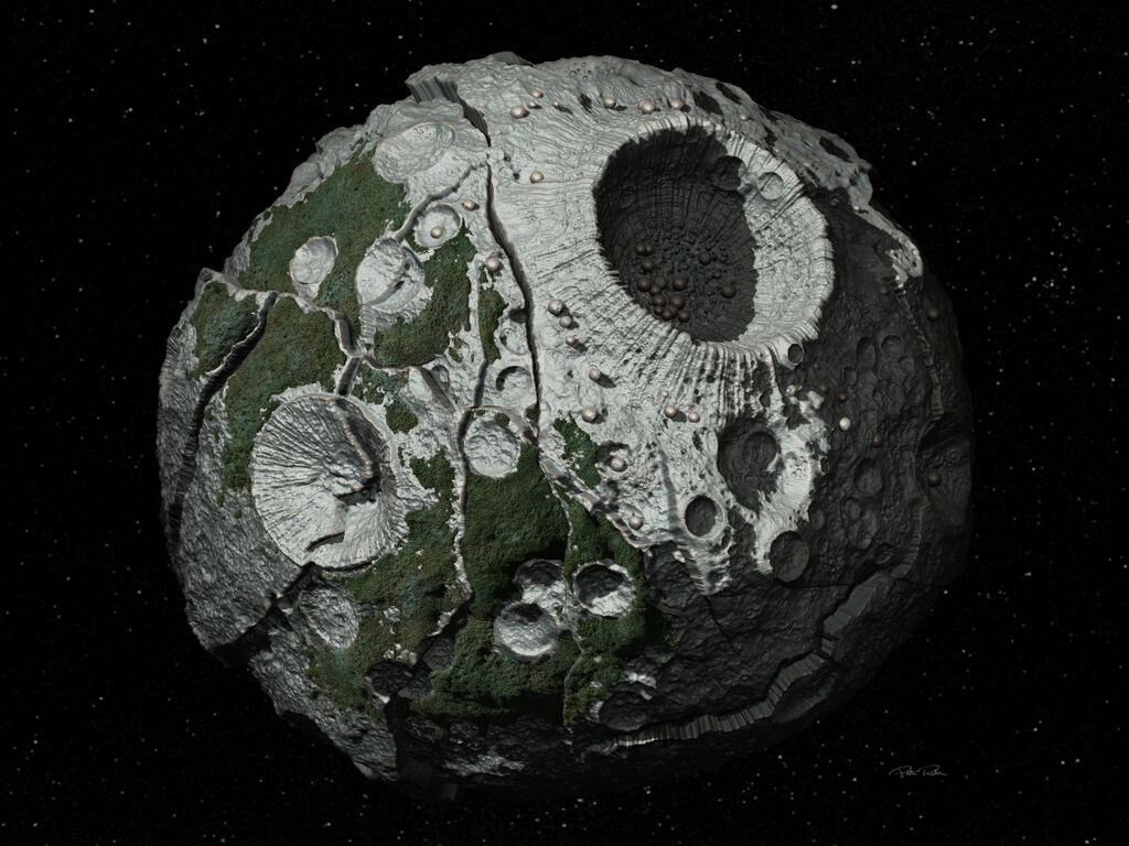 This artist's conception shows a close-up of the Psyche asteroid. Image Credit: Peter Rubin