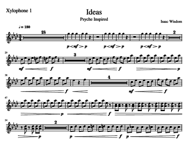 This is a screenshot of the sheet music composition entitled Ideas.