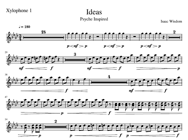 This is a screenshot of the sheet music composition entitled Ideas.