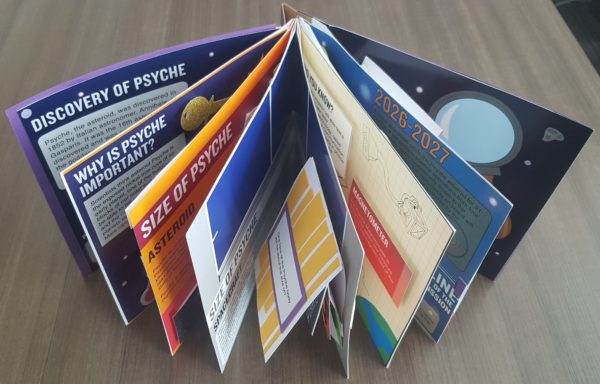 This image shows the Psyche pop-up book upright, showing all the pages.