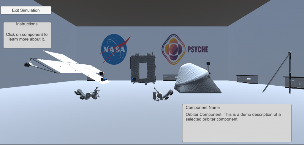 Image displays the initial setup of the web based game, with spacecraft components disassembled