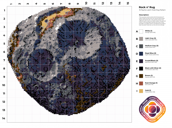 Gridded pattern for making the Psyche asteroid rug
