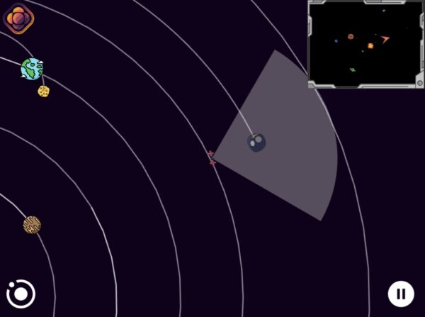 Screenshot from capstone team web-based game showing part of the solar system